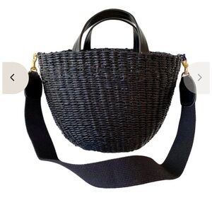 NWT Clare V. Los Angeles Apolline Dark Brown Black Handwoven Dyed Straw Bag
